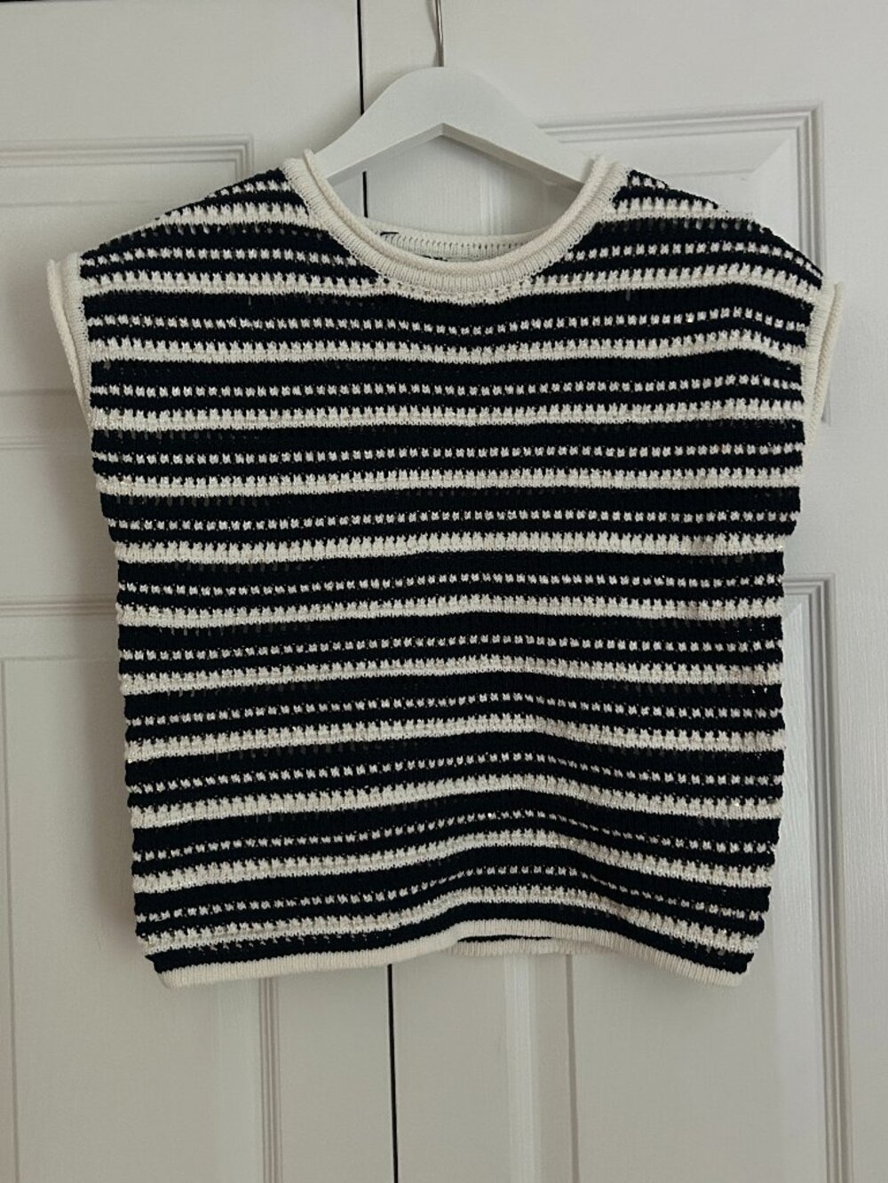 Joie Navy & White Gold Knit Tank Top